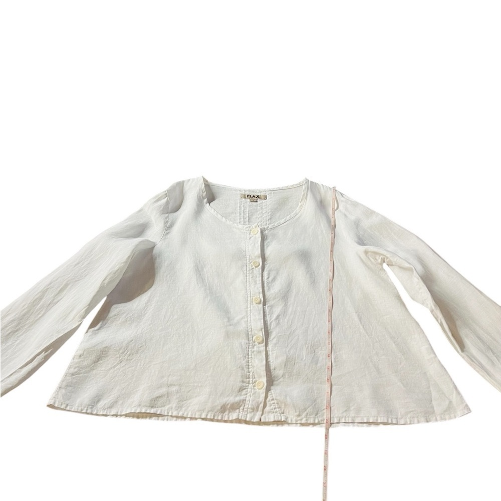 Flax White Linen Button Down Shirt Size Small - Picture 7 of 12